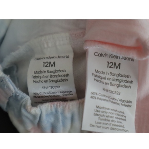 Calvin Klein Baby Girls Ruffled T Shirt and Denim Shorts 2 Piece Set - Pink 12M - Picture 8 of 8
